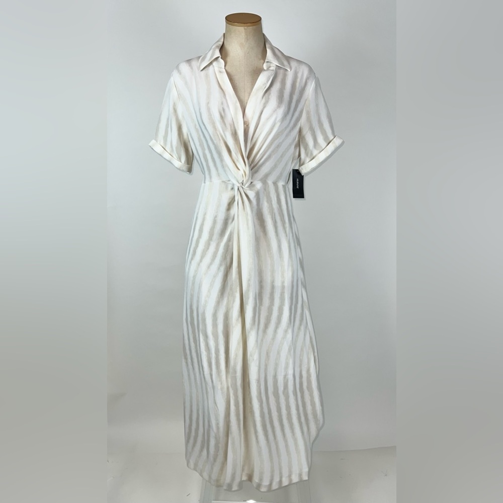 ALFANI OAT CREAM TWISTED MAXI DRESS